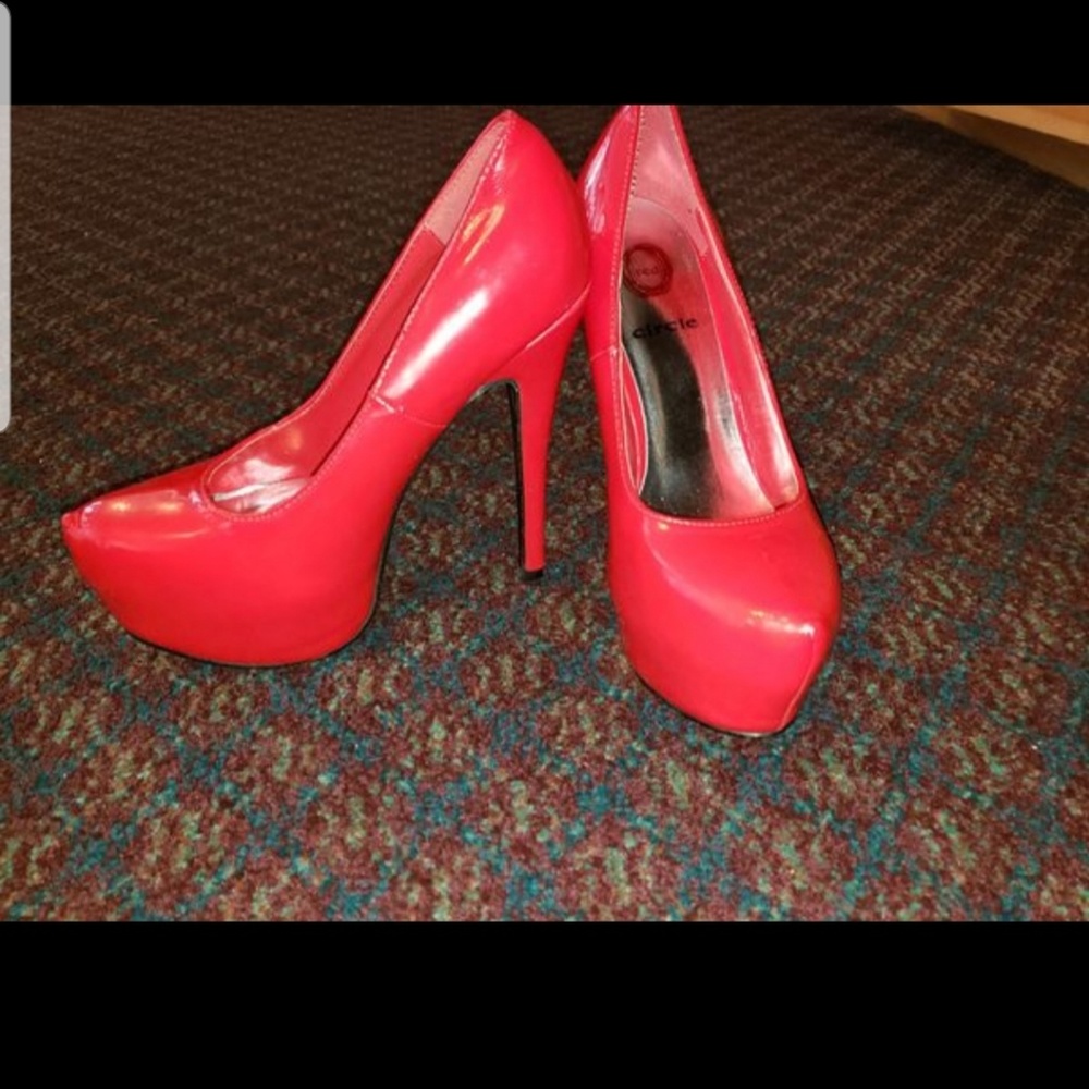 Red Circle stiletto high heels